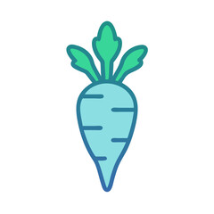 Stylized cartoon turnip illustration with vibrant colors on black background