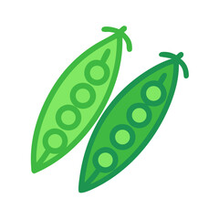 Two green pea pods isolated on black background