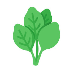 Flat vector illustration of spinach leaves on a black background