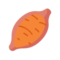 Flat illustration of a sweet potato on black background