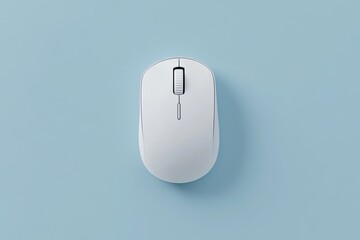 Sleek white wireless computer mouse on light blue background (1)