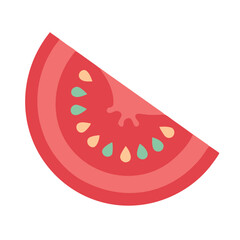 Flat design tomato slice illustration on a black background
