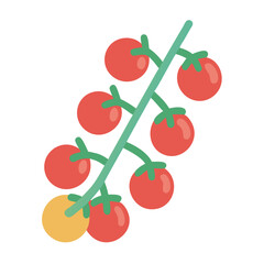 Vibrant cherry tomatoes on a vine, healthy eating graphic