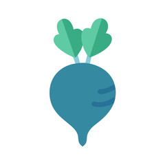 Stylized turnip illustration with geometric leaves and clean design