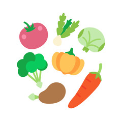 Flat Illustration of Vegetables on a Black Background