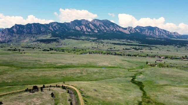 Drone view of Boulder flatirons