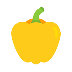 Vibrant yellow bell pepper flat illustration against black background