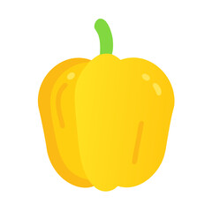 Flat vector graphic of yellow bell pepper on black