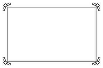 Obraz premium Elements of ornate vintage frames. Border black on white classic calligraphy swirls, floral motifs. Design print for greeting cards, wedding invitations, restaurant menu, royal certificates. Set 146