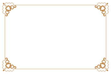 Elements of ornate vintage frames. Border gold on white classic calligraphy swirls, floral motifs. Design print for greeting cards, wedding invitations, restaurant menu, royal certificates. Set 136