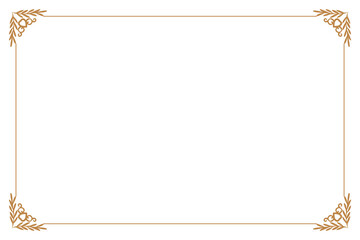 Elements of ornate vintage frames. Border gold on white classic calligraphy swirls, floral motifs. Design print for greeting cards, wedding invitations, restaurant menu, royal certificates. Set 143