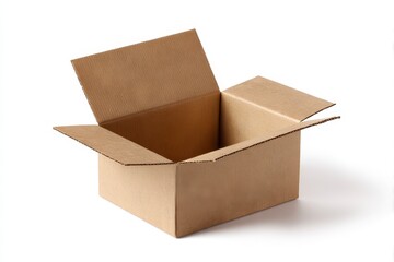 Opened empty cardboard box isolated on white background