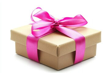 Fototapeta premium Gift box with pink ribbon