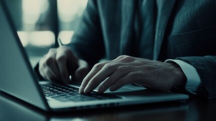 Businesspersons Hands Typing on Laptop Keyboard