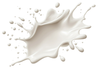 Milk Splash Top View isolated on a transparent background