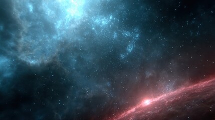 Obraz premium A glowing galaxy with vibrant stars, nebula clouds, and cosmic dust in deep space creates a stunning celestial scene.