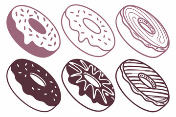 set of Donut silhouette vector illustration