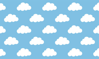 Cloud pattern background. Seamless background with clouds on blue background. Cloud symbol background for kids fabric, baby room. Cloudy weather.