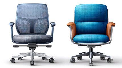 Stylish office chair comparison modern workspace furniture showcase minimalist design eye-level perspective ergonomics