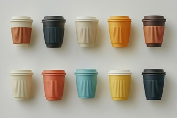 vibrant color image of ecofriendly cups top view