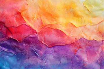 Abstract colorful artwork featuring blended hues of red orange yellow and purple.