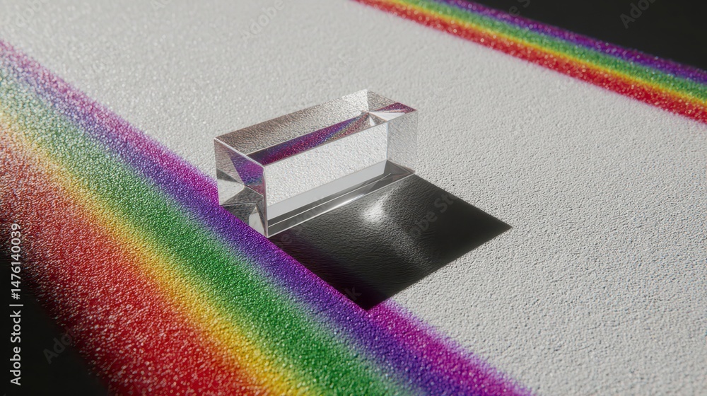 Poster rainbow prism reflection on textured surface minimalist abstract background