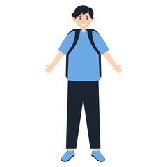 Illustration of Young Student University. Vector Cartoon Character.