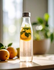 sleek, modern sports water bottle filled with a flavored electrolyte drink