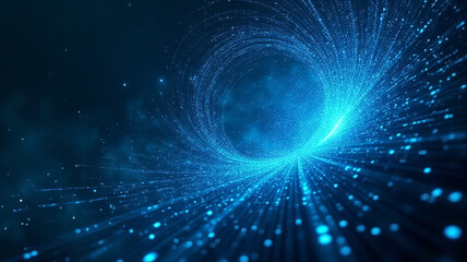 Fototapeta premium A swirling vortex of neon blue and cyan code fragments