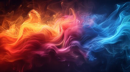 Fototapeta premium Abstract visual energy wave featuring vibrant orange fire and cool blue smoke patterns high resolution picture