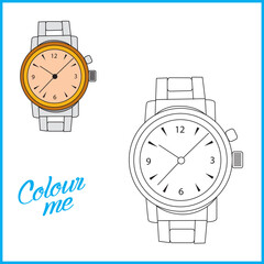 Watch Coloring page , Coloring page for kids, Watch vector illustration - A To Z colouring Pictures