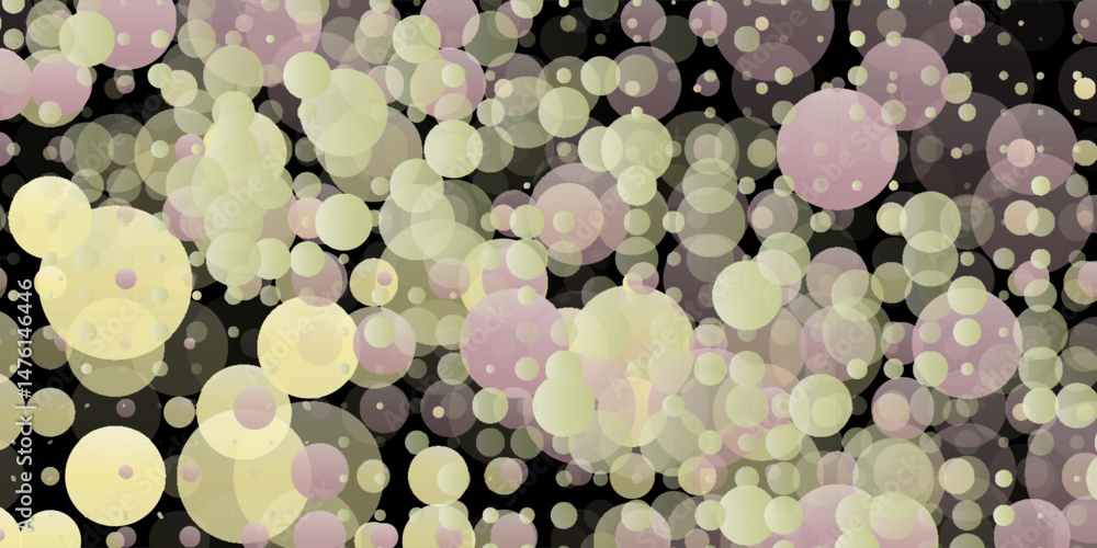 Poster multicolored translucent circles on a dark background.