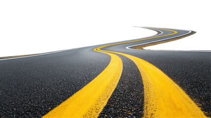a winding road with yellow lines isolated, transparent background	