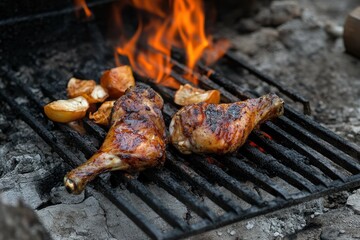 flawless image of grilled chicken with fresh vegetables
