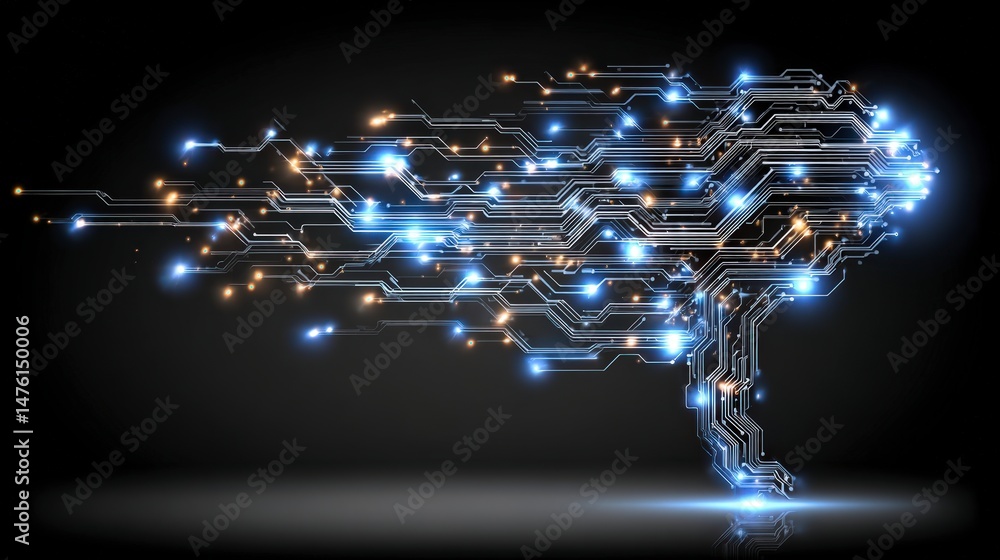 Poster abstract glowing circuit board digital network technology background