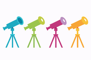 set of Telescope icon silhouette vector illustration
