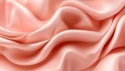 Obraz premium Luxurious peach silk fabric, soft folds and gentle curves. Elegant and smooth texture background.