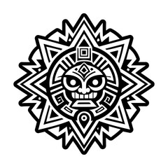 A solid style icon of aztec sun tattoo