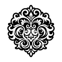 A filled style icon of baroque tattoo motif