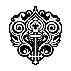 A solid style icon of key tattoo