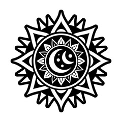 A glyph style icon of solar eclipse