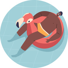 Relaxed man swimming with ring