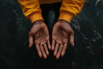 high resolution picture of high angle hands holding device