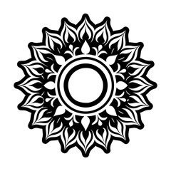 A glyph style icon of floral sun
