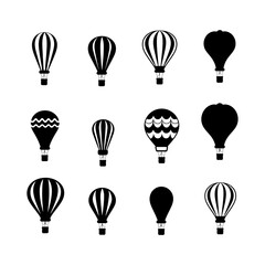 Hot Air Balloon Silhouette set clipart on a background