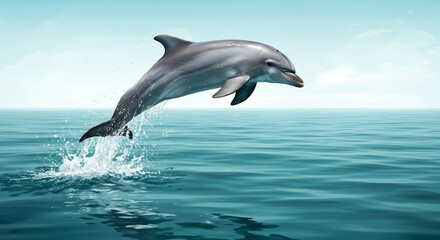 Fototapeta premium Dolphin Jumping Out of Ocean