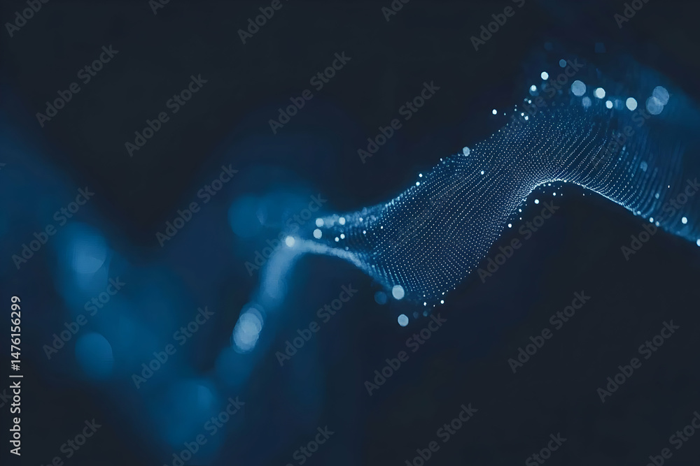 Aufkleber abstract blue particle wave, digital technology background. perfect for websites, presentations, and
