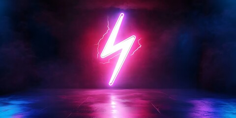 
3d render, neon light abstract background, glowing thunderbolt, electricity power symbol, lightning sign. Thunder symbol. lightning, electric power symbol

