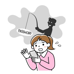 オンライン詐欺の被害にあう女性