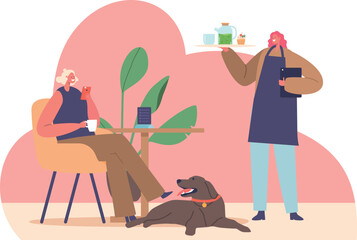 Pet friendly restaurant service vector illustration